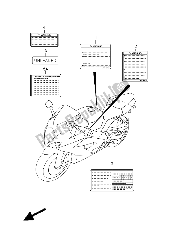 Alle onderdelen voor de Etiket van de Suzuki GSX R 1000 2005