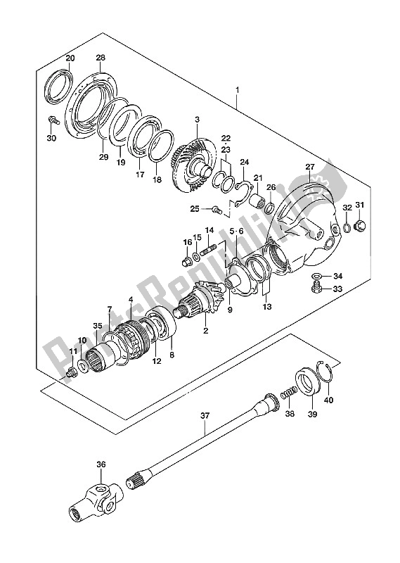 All parts for the Propeller Shaft & Final Drive Gear of the Suzuki VL 800 Intruder 2016