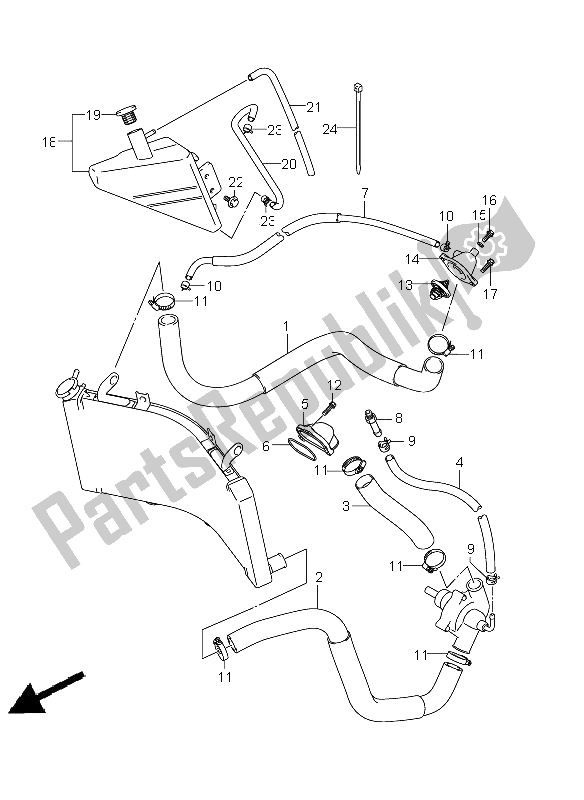All parts for the Radiator Hose of the Suzuki GSX 1300R Hayabusa 2011
