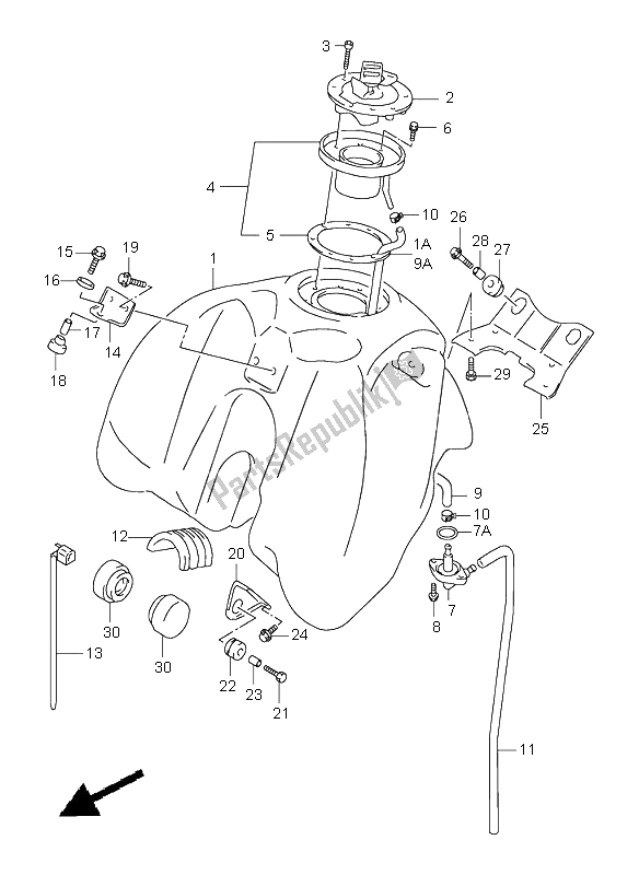 All parts for the Fuel Tank of the Suzuki XF 650 Freewind 1999