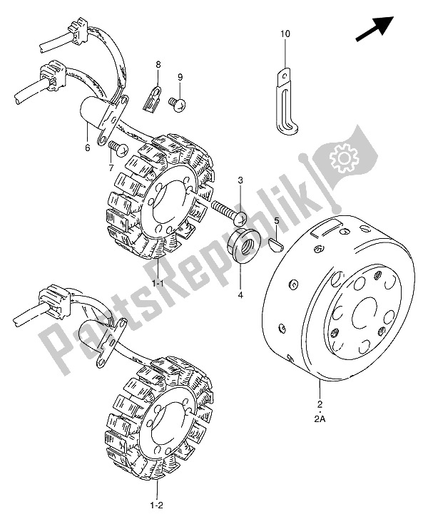 All parts for the Magneto of the Suzuki GN 250 1989