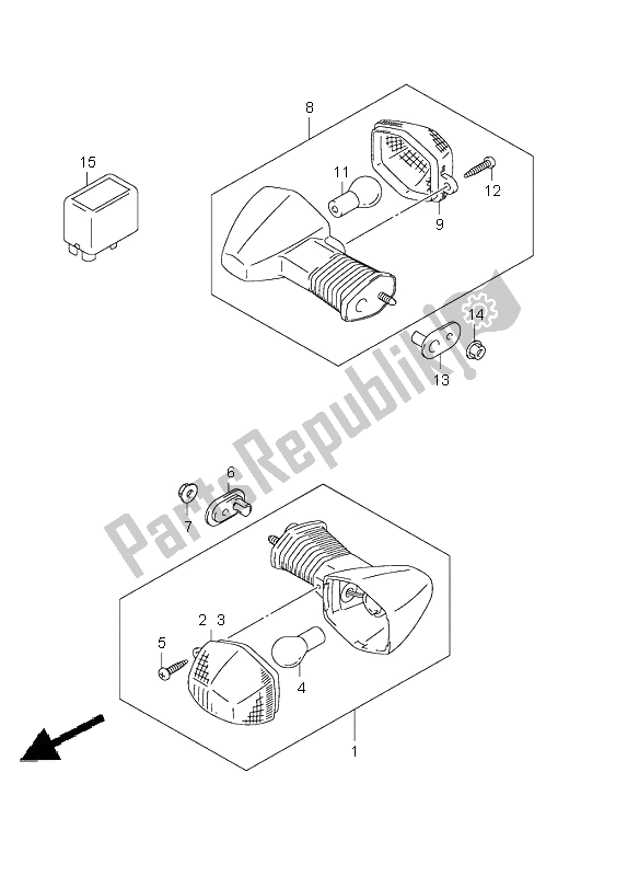 Alle onderdelen voor de Richtingaanwijzer Lamp van de Suzuki GSX R 750 2002