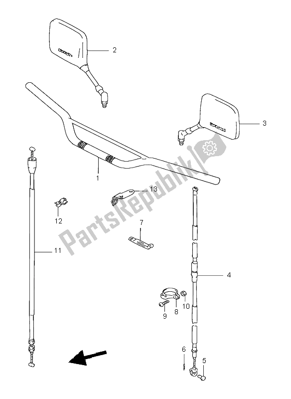 All parts for the Handlebar of the Suzuki DR 125 SE 1998