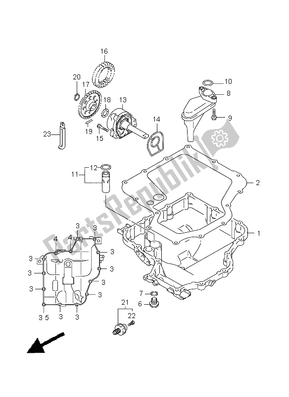 Tutte le parti per il Coppa Dell'olio E Pompa Dell'olio del Suzuki GSX 1300 BKA B King 2009