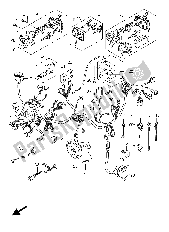 Todas las partes para Mazo De Cables (e2-e19) de Suzuki AN 250 Burgman 2005