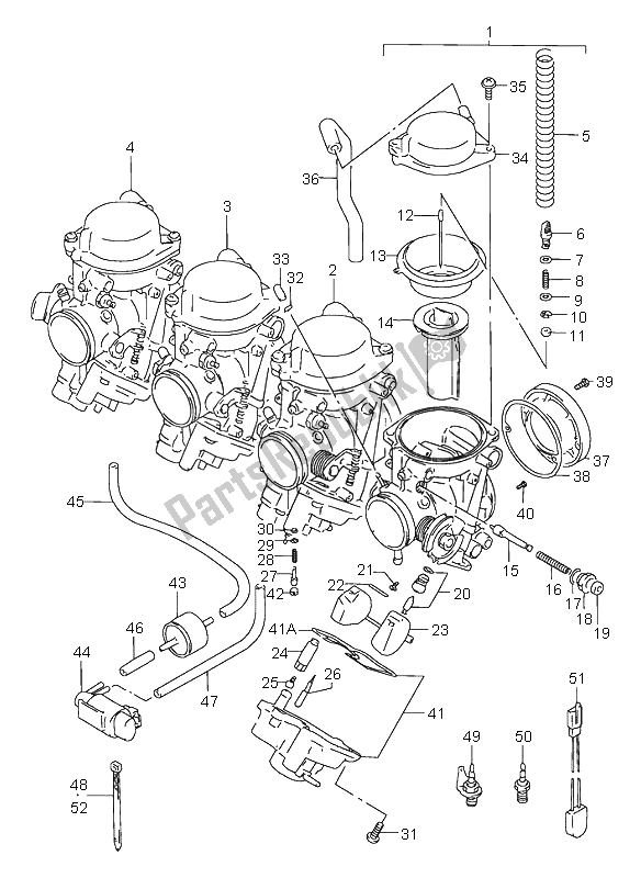 All parts for the Carburetor of the Suzuki GSX R 750 1997