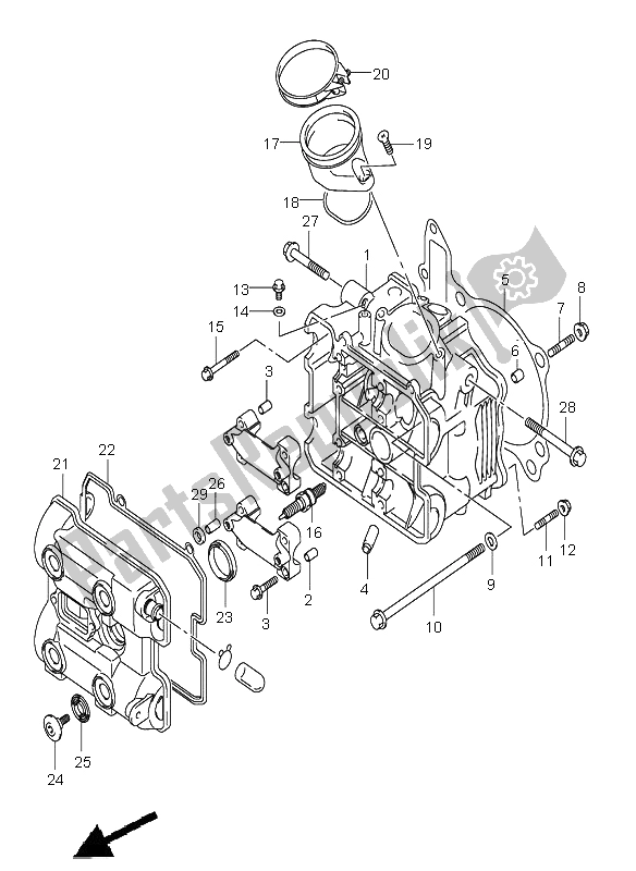 Alle onderdelen voor de Voorste Cilinderkop van de Suzuki DL 1000 V Strom 2006