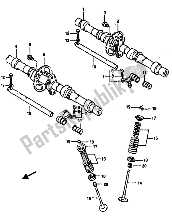 Todas as partes de árvore De Cames E Válvula do Suzuki GSX R 750 1988