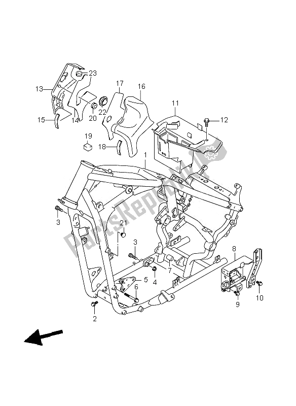 All parts for the Frame of the Suzuki C 800 VL Intruder 2010