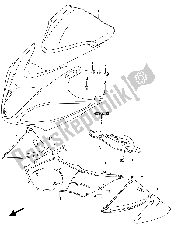 Toutes les pièces pour le Corps De Capotage (gsx1300rauf E19) du Suzuki GSX 1300 RA Hayabusa 2015