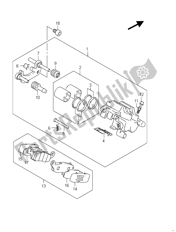 All parts for the Rear Caliper of the Suzuki VZR 1800 NZR M Intruder 2011