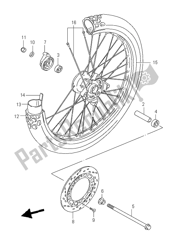 Tutte le parti per il Ruota Anteriore del Suzuki DR 125 SE 2002