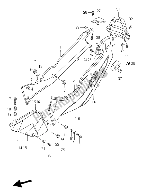 Todas as partes de Tampa Da Moldura do Suzuki GSX R 1100W 1998