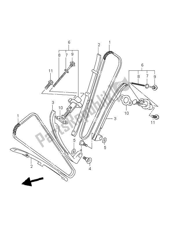 All parts for the Cam Chain of the Suzuki VL 250 Intruder 2004