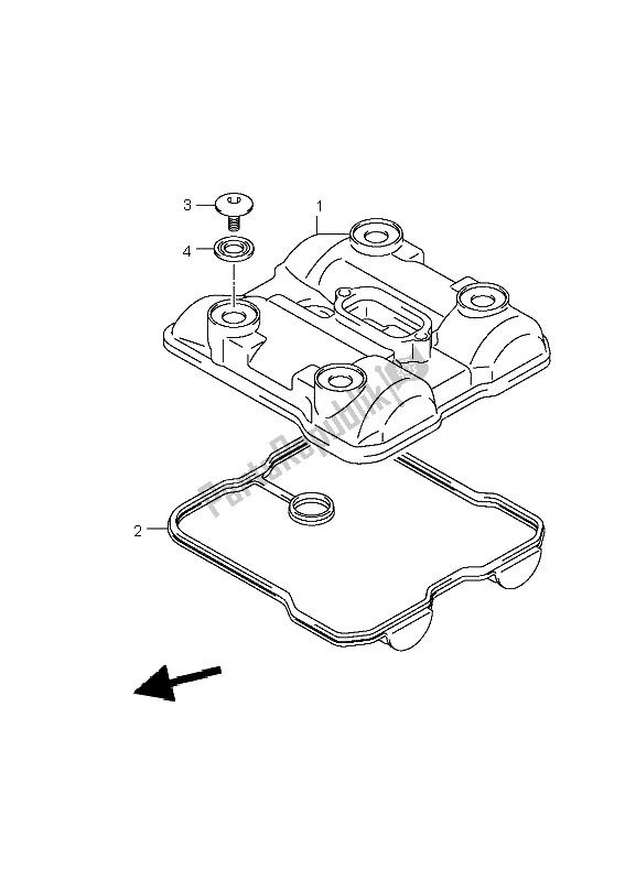 All parts for the Cylinder Head Cover of the Suzuki LT A 700X Kingquad 4X4 2006