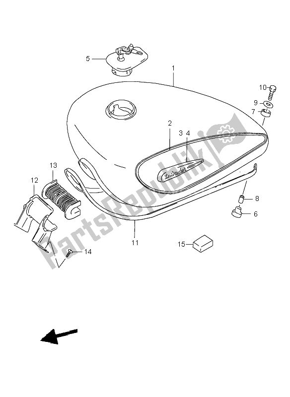 Tutte le parti per il Serbatoio Di Carburante del Suzuki VS 800 Intruder 1998
