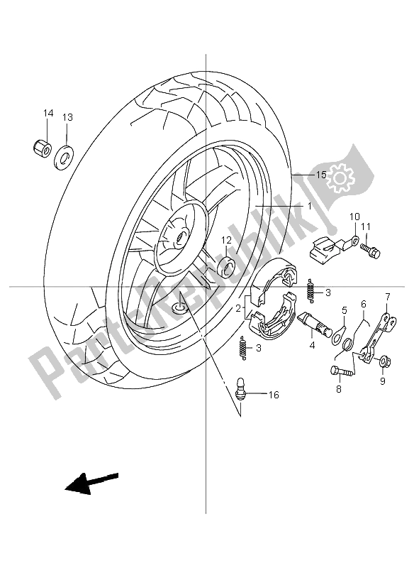 All parts for the Rear Wheel of the Suzuki TR 50S Street Magic 1999