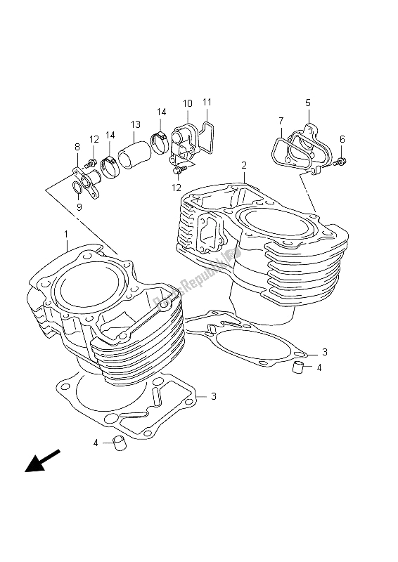 Todas as partes de Cilindro do Suzuki VZ 800 Intruder 2012