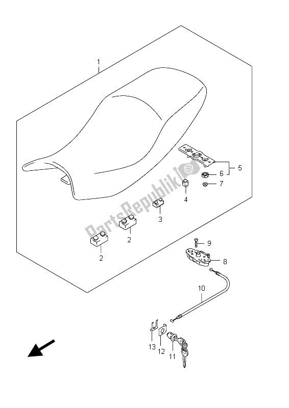 All parts for the Seat of the Suzuki GSX 650 FA 2012