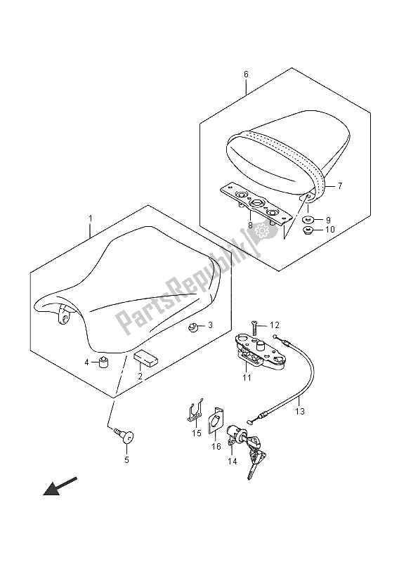 All parts for the Seat of the Suzuki GSX R 600 2016