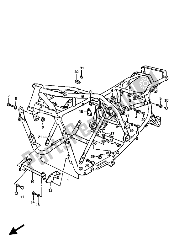 Alle onderdelen voor de Kader van de Suzuki GV 1400 Gdgcgt 1986