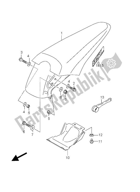 All parts for the Rear Fender (lw) of the Suzuki RM 85 SW LW 2012