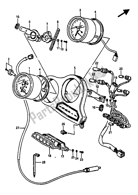 Tutte le parti per il Tachimetro del Suzuki GSX R 1100 1987