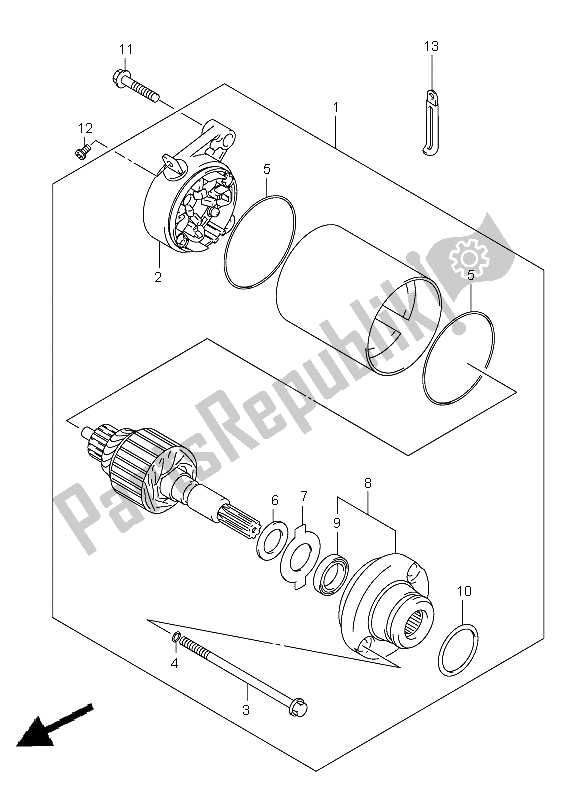 All parts for the Starting Motor of the Suzuki VL 250 Intruder 2006