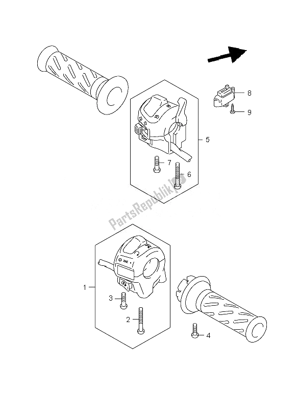 Alle onderdelen voor de Handvat Schakelaar van de Suzuki GS 500 EF 2007