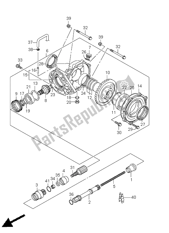 All parts for the Final Bevel Gear (rear) of the Suzuki LT A 750 XPZ Kingquad AXI 4X4 2009