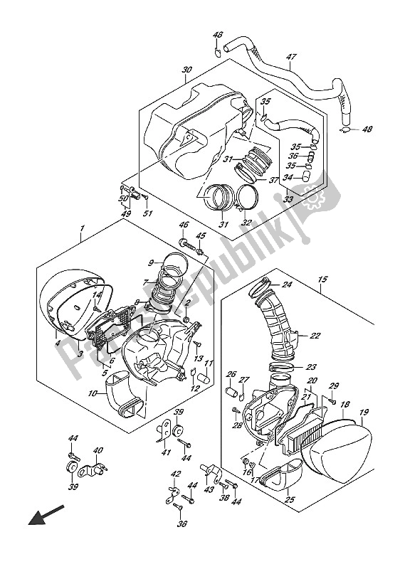 All parts for the Air Cleaner of the Suzuki VL 1500 BT Intruder 2016