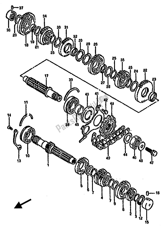 Toutes les pièces pour le Transmission du Suzuki GSX 750F 1990