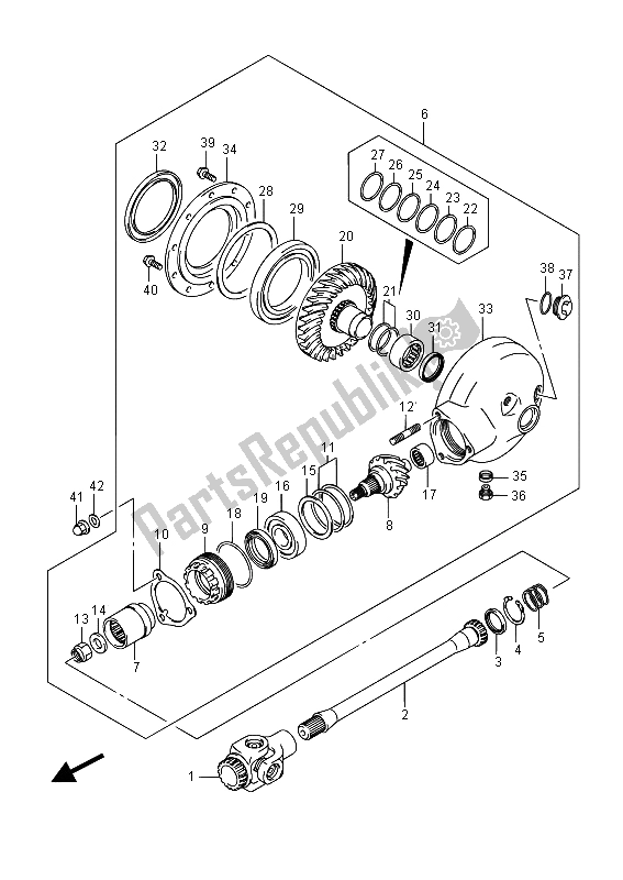 Alle onderdelen voor de Schroefas & Eindaandrijving van de Suzuki VL 1500T Intruder 2015