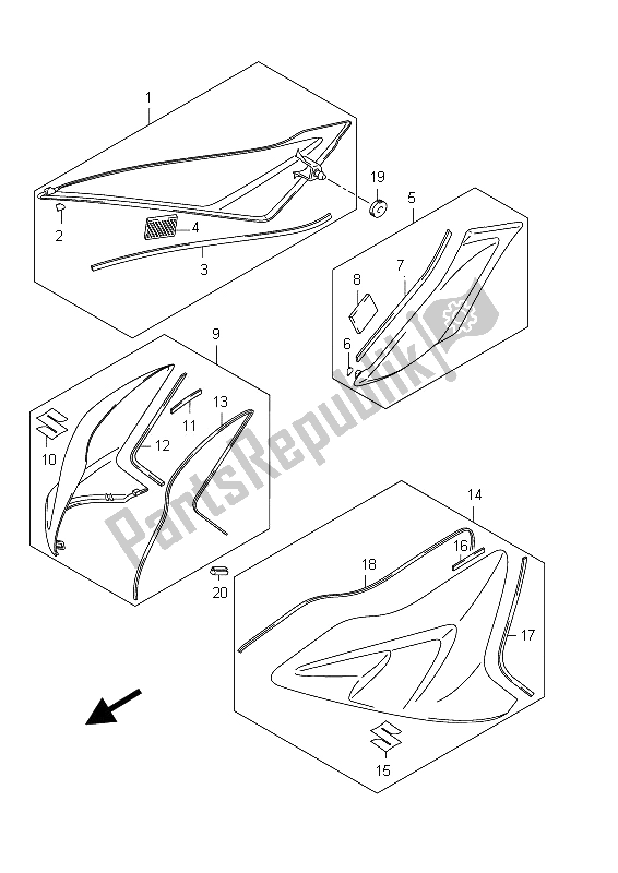 Toutes les pièces pour le Couvercle Du Réservoir De Carburant (gsx-r600ue E21) du Suzuki GSX R 600 2012