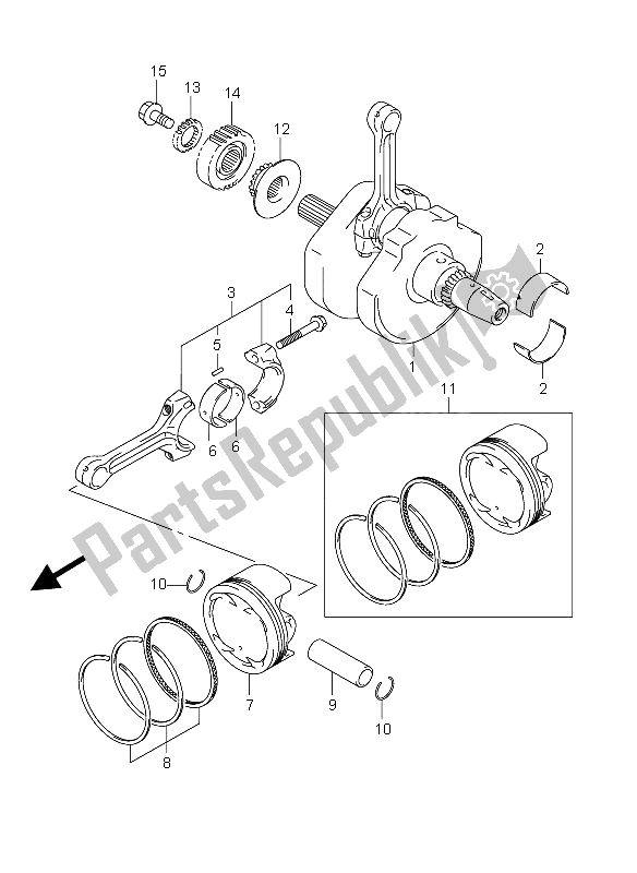 All parts for the Crankshaft of the Suzuki DL 650 V Strom 2006