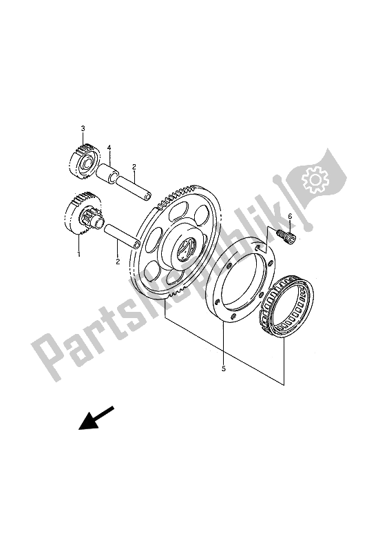 All parts for the Starter Clutch of the Suzuki VS 1400 GLP Intruder 1989