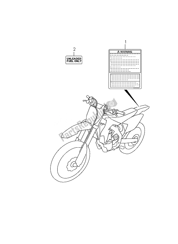 Alle onderdelen voor de Etiket van de Suzuki RM Z 450 2010