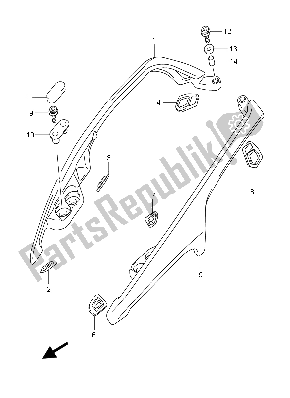 All parts for the Pillion Rider Handle (an650) of the Suzuki AN 650A Burgman Executive 2005