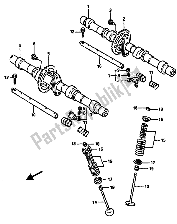 All parts for the Camshaft & Valve of the Suzuki GSX R 750R 1989