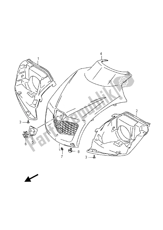 All parts for the Headlamp Housing of the Suzuki LT F 250 Ozark 2014