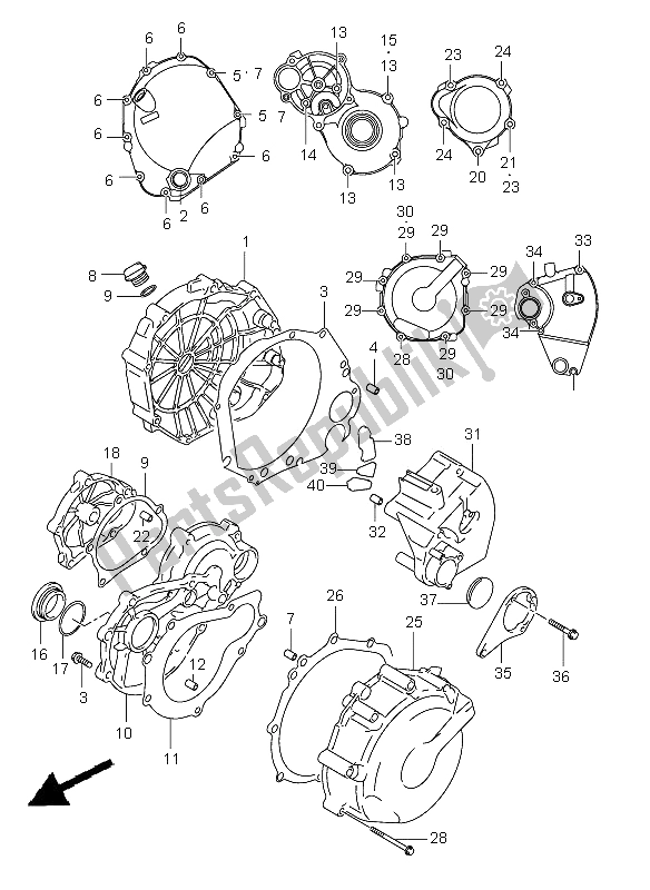 Wszystkie części do Pokrywa Skrzyni Korbowej Suzuki GSX R 600 2001