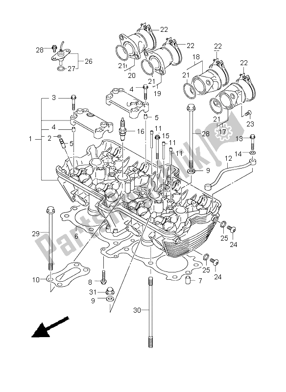 Todas as partes de Cabeça De Cilindro do Suzuki GSX 1400 2003