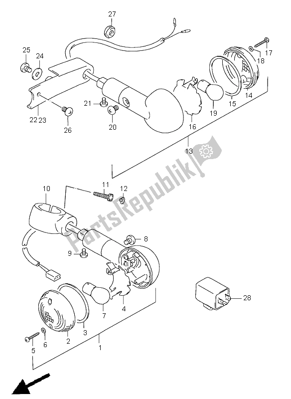 Todas las partes para Lámpara De Señal De Giro de Suzuki VS 1400 Intruder 2001