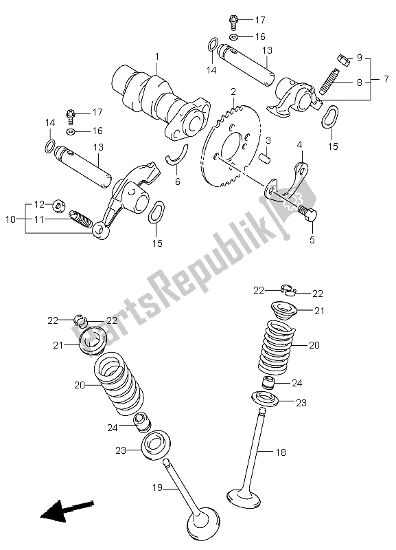 Todas as partes de árvore De Cames E Válvula do Suzuki LT F 250 Ozark 2005