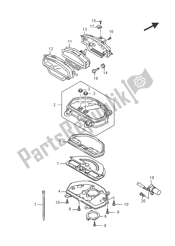 All parts for the Speedometer (vzr1800bz E02) of the Suzuki VZR 1800 BZ M Intruder 2016