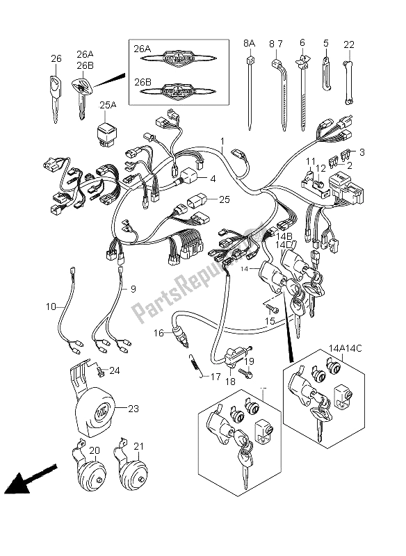 Toutes les pièces pour le Faisceau De Câblage du Suzuki VL 1500 Intruder LC 2008