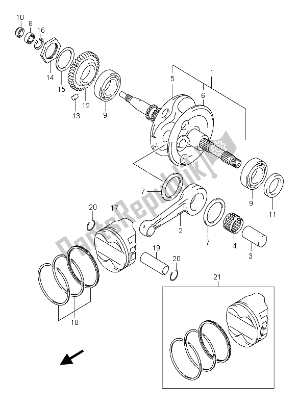 All parts for the Crankshaft of the Suzuki Burgman AN 400S 2005