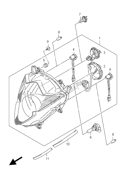 Toutes les pièces pour le Lampe Frontale (gsx650fu E21) du Suzuki GSX 650 FA 2012