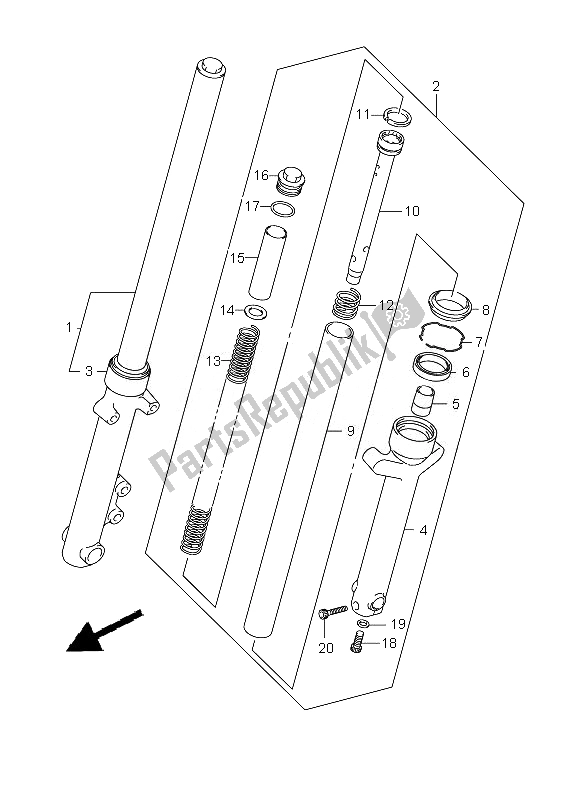 Tutte le parti per il Ammortizzatore Forcella Anteriore del Suzuki RV 125 Vanvan 2010