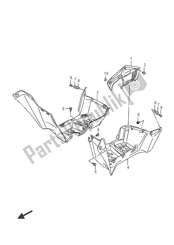 All parts for the Mudguard of the Suzuki LT A 500 XP Kingquad AXI 4X4 2016